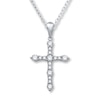 Thumbnail Image 1 of Diamond Cross Necklace 1/2 ct tw Round-cut 10K White Gold 19&quot;