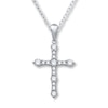 Thumbnail Image 0 of Diamond Cross Necklace 1/2 ct tw Round-cut 10K White Gold 19"