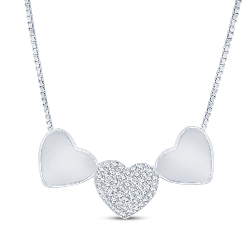 Main Image 1 of &quot;I Love You&quot; Diamond Heart Necklace 1/20 ct tw Sterling Silver