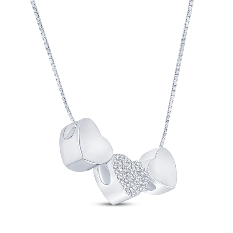 "I Love You" Diamond Heart Necklace 1/20 ct tw Sterling Silver