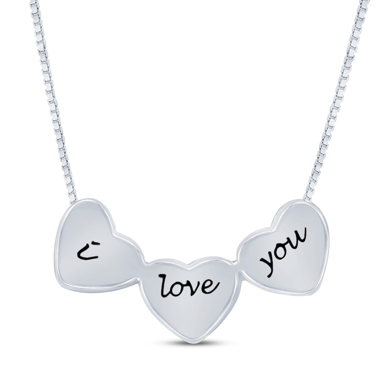 Main Image 3 of &quot;I Love You&quot; Diamond Heart Necklace 1/20 ct tw Sterling Silver
