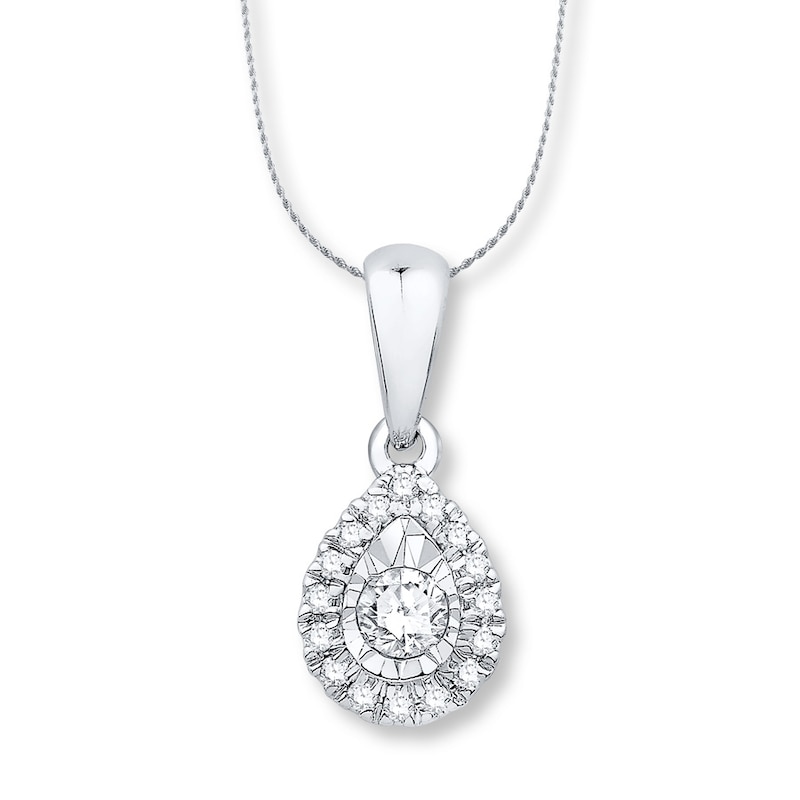 Main Image 1 of Diamond Necklace 1/8 ct tw Round-cut 10K White Gold 18&quot;