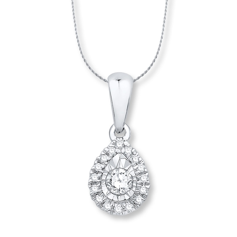 Diamond Necklace 1/8 ct tw Round-cut 10K White Gold 18"