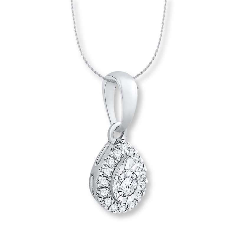 Diamond Necklace 1/8 ct tw Round-cut 10K White Gold 18"