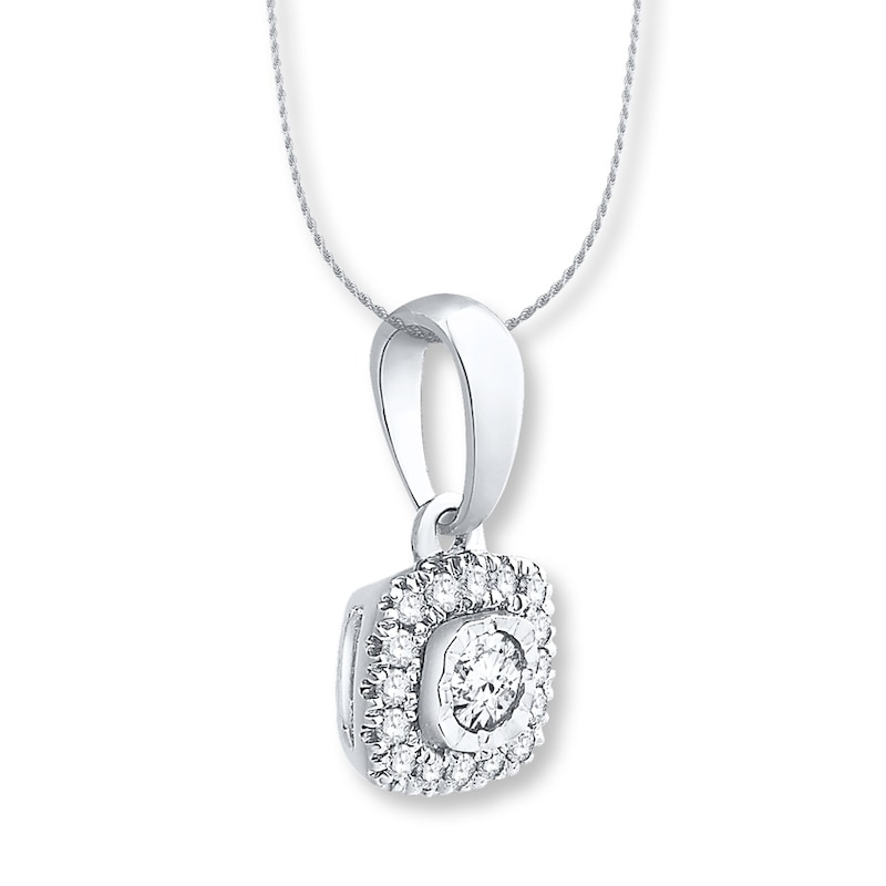 Diamond Necklace 1/8 ct tw Round-cut 10K White Gold 18"