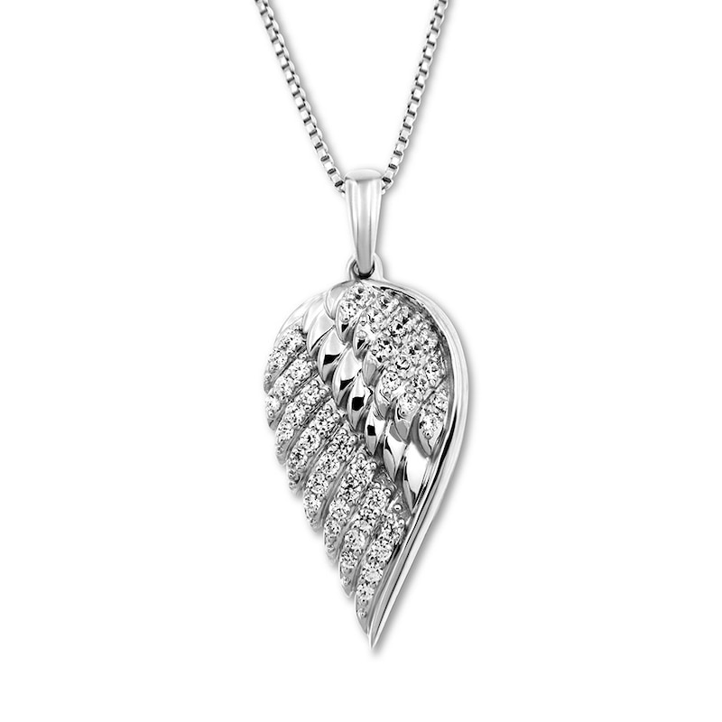 "Be Free" Diamond Angel Wing Necklace 1/4 ct tw Sterling Silver