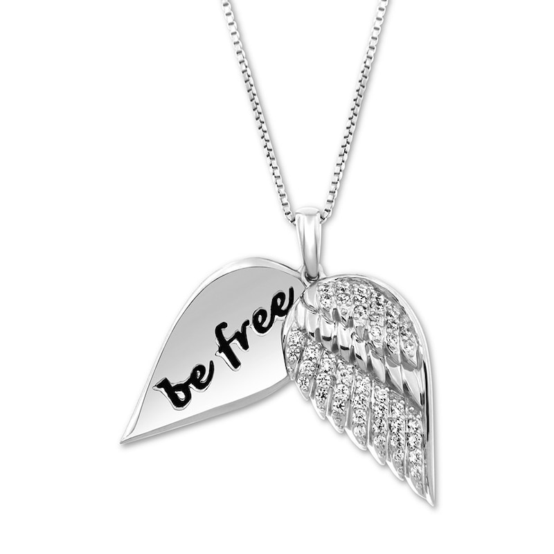 "Be Free" Diamond Angel Wing Necklace 1/4 ct tw Sterling Silver