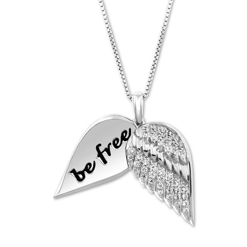 Main Image 3 of &quot;Be Free&quot; Diamond Angel Wing Necklace 1/4 ct tw Sterling Silver