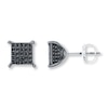 Thumbnail Image 1 of Men's Black Diamond Earrings 1/4 ct tw Round-cut 10K White Gold