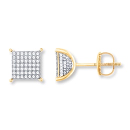 Men's Diamond Earrings 1/2 ct tw Round-Cut 10K Yellow Gold