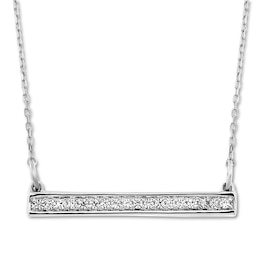 "Faith" Diamond Bar Necklace 1/8 ct tw Sterling Silver