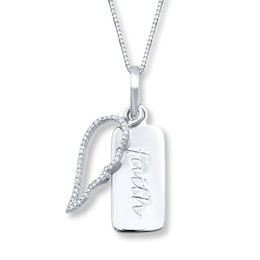 "Faith" Diamond Angel Wing Necklace 1/20 ct tw Sterling Silver