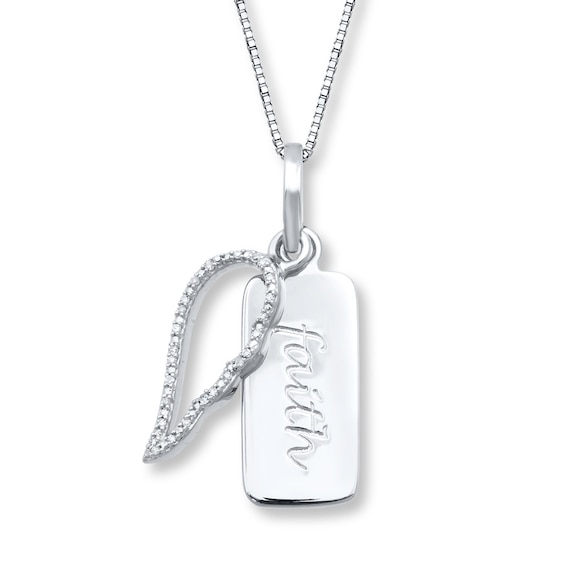 "Faith" Diamond Angel Wing Necklace 1/20 ct tw Sterling Silver