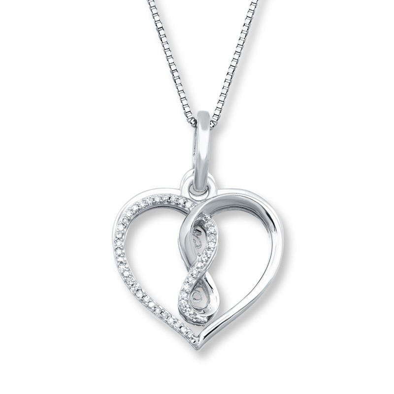 "Forever" Diamond Heart Necklace 1/15 ct tw Sterling Silver