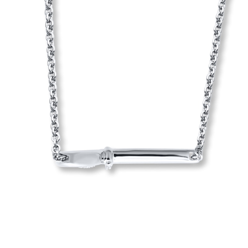 "Key to My Heart" Diamond Key Necklace Sterling Silver