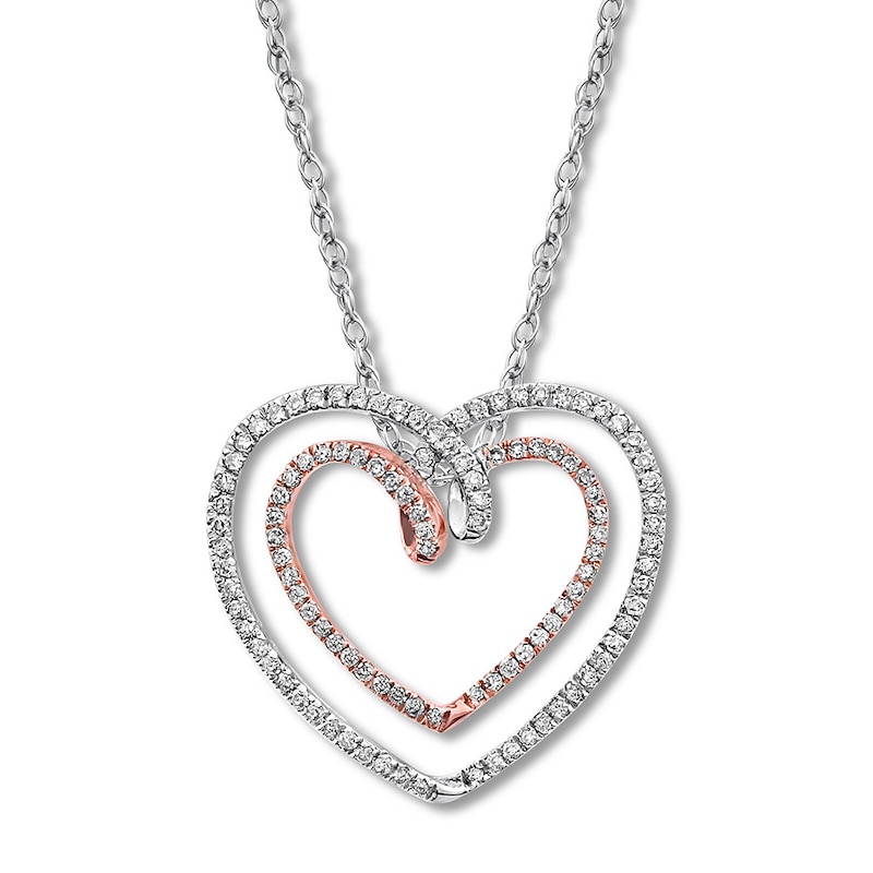 Diamond Heart Necklace 1/4 ct tw Round-cut 10K Two-Tone Gold 18"