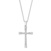 Diamond Cross Necklace 3/8 ct tw Round & Baguette 10K White Gold 18"