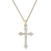 Thumbnail Image 1 of Diamond Cross Necklace 1/4 ct tw Round-cut 10K Yellow Gold 18&quot;