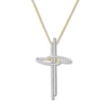 Diamond Cross Necklace 1/2 ct tw Round-cut 10K Yellow Gold 18"