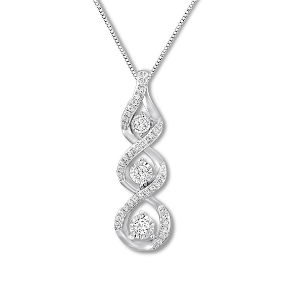 Memories Moments Magic Diamond Necklace 1/4 ct tw Round-cut 10K White Gold 18"