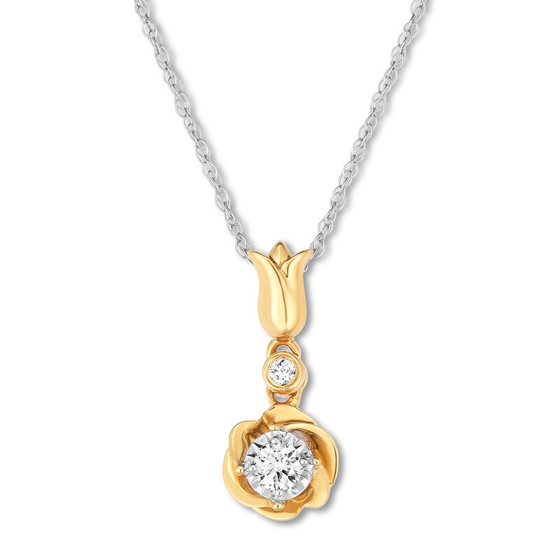 Diamond Necklace 1/10 ct tw Round-cut 10K Two-Tone Gold 18"