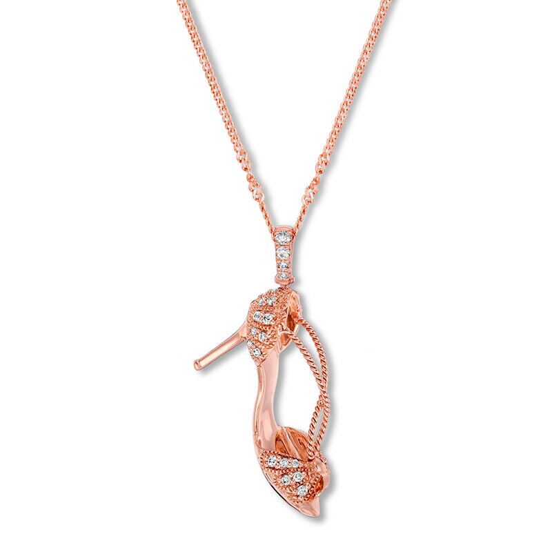 Emmy London Diamond Shoe Necklace 1/5 ct tw 10K Rose Gold 20"