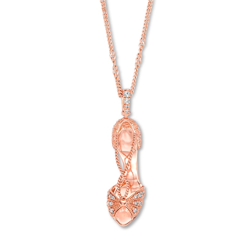 Emmy London Diamond Shoe Necklace 1/5 ct tw 10K Rose Gold 20"