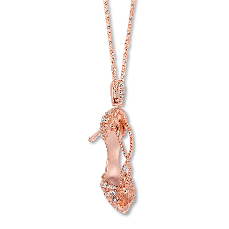 Emmy London Diamond Shoe Necklace 1/5 ct tw 10K Rose Gold 20"