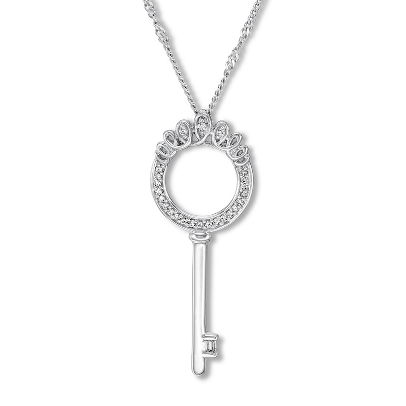 Main Image 1 of Emmy London Diamond Key Necklace 1/10 ct tw Sterling Silver 20&quot;