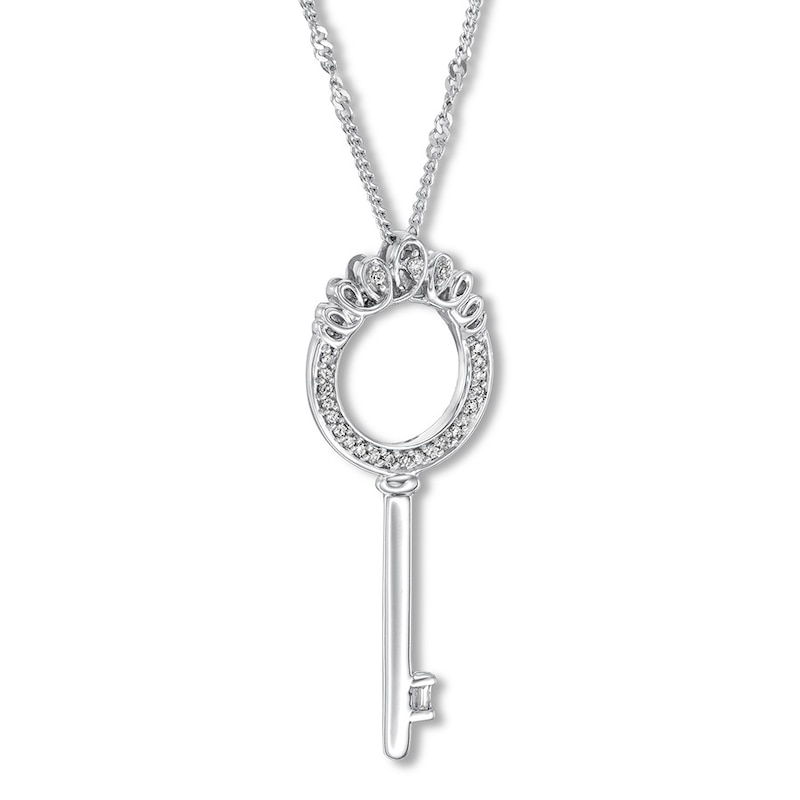 Emmy London Diamond Key Necklace 1/10 ct tw Sterling Silver 20"