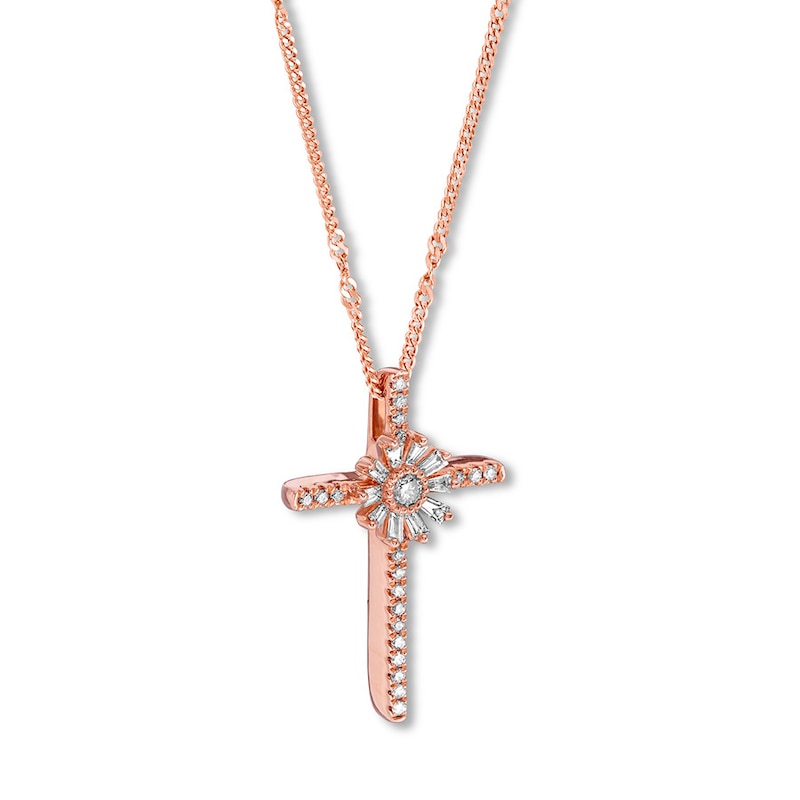 Main Image 3 of Emmy London Diamond Cross Necklace 1/5 ct tw 10K Rose Gold