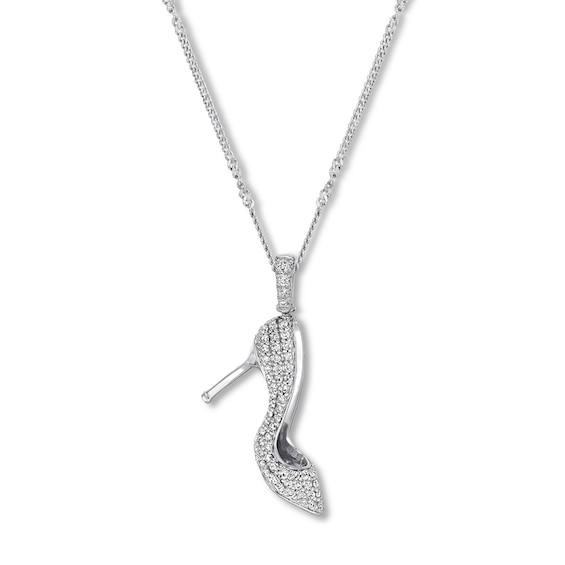 Emmy London Diamond Shoe Necklace 1/2 ct tw 10K White Gold 20"