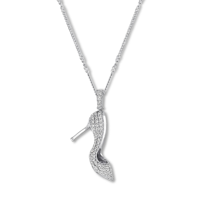 Emmy London Diamond Shoe Necklace 1/2 ct tw 10K White Gold 20"