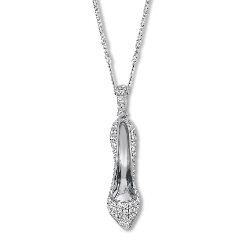 Emmy London Diamond Shoe Necklace 1/2 ct tw 10K White Gold 20"
