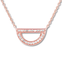 Diamond Geometric Necklace 1/10 ct tw Round-cut 10K Rose Gold 18"