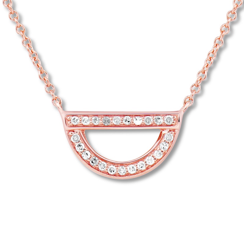 Main Image 1 of Diamond Geometric Necklace 1/10 ct tw Round-cut 10K Rose Gold 18&quot;