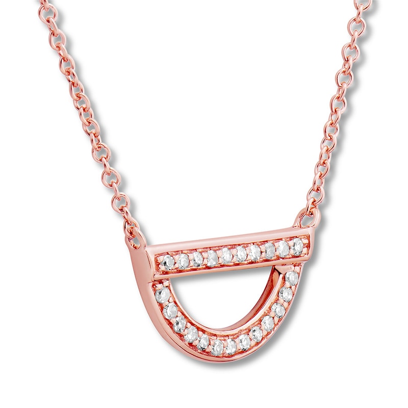 Main Image 3 of Diamond Geometric Necklace 1/10 ct tw Round-cut 10K Rose Gold 18&quot;