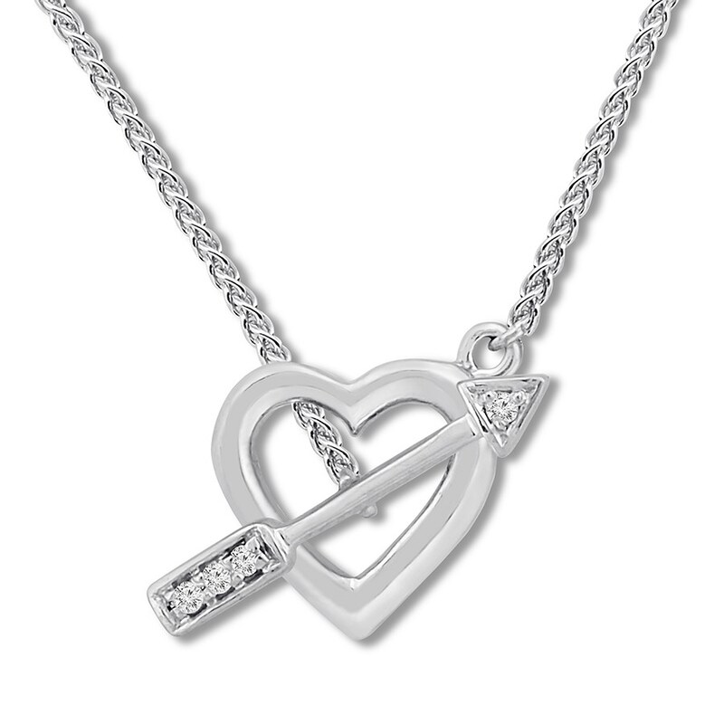 Heart & Arrow Necklace with Diamonds in Sterling Silver Heart & Arrow Necklace with Diamonds in Sterling Silver