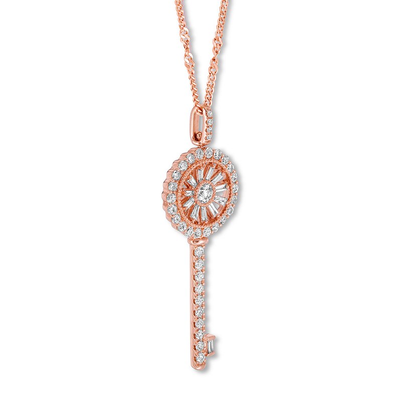 Emmy London Diamond Key Necklace 1 ct tw 14K Rose Gold 20"