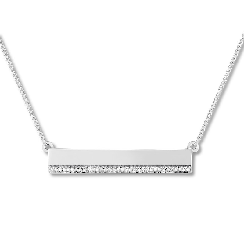 Main Image 1 of Diamond Bar &quot;Love&quot; Necklace 1/20 Carat tw Sterling Silver