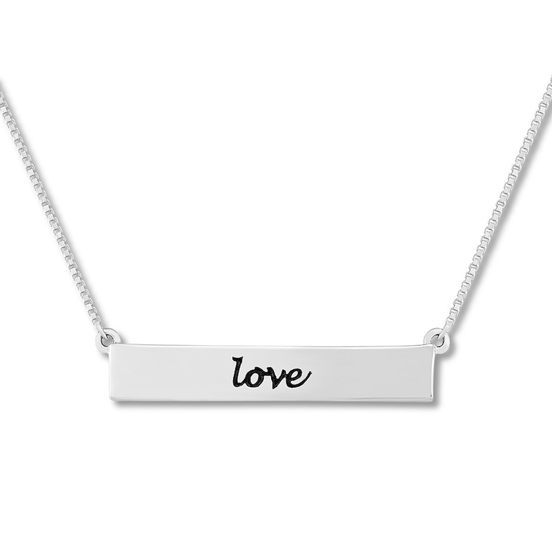 Diamond Bar "Love" Necklace 1/20 Carat tw Sterling Silver