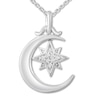 Thumbnail Image 1 of &quot;Believe&quot; Diamond Moon & Star Necklace Sterling Silver