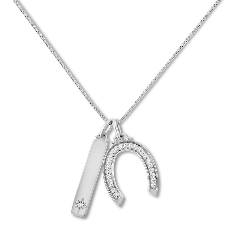 Main Image 1 of Horseshoe Necklace 1/15 ct tw Diamonds Sterling Silver