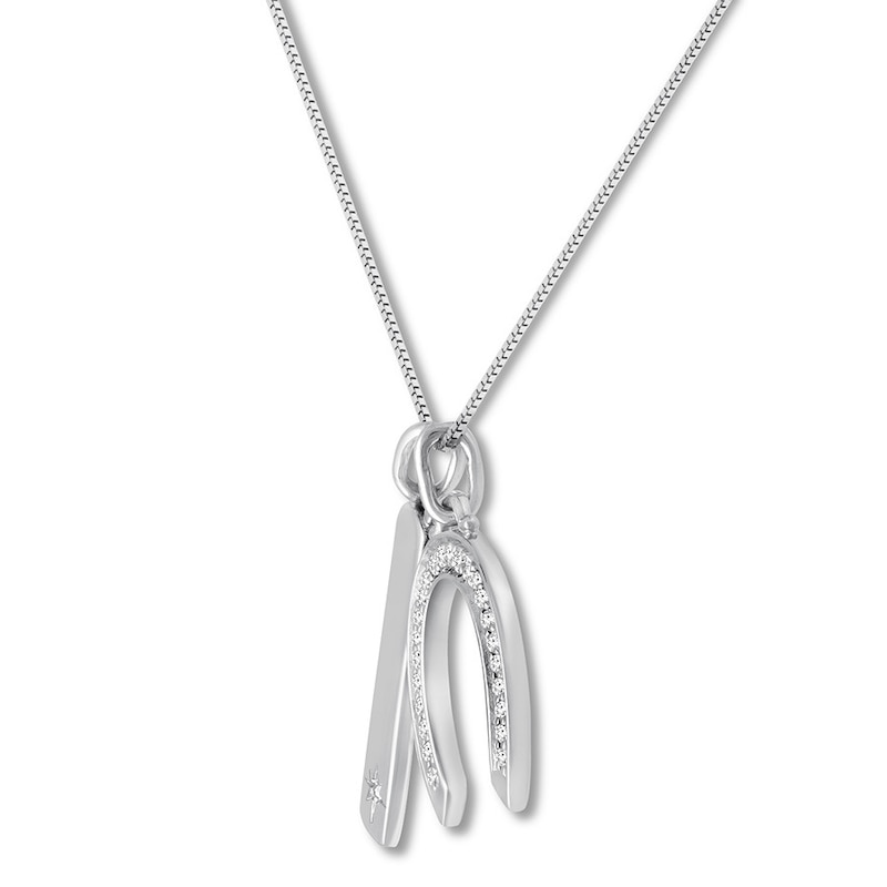 Main Image 2 of Horseshoe Necklace 1/15 ct tw Diamonds Sterling Silver