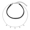 Diamond Layered Necklace 1/10 ct tw Sterling Silver & Leather 12"