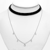 Diamond Layered Necklace 1/10 ct tw Sterling Silver & Leather 12"