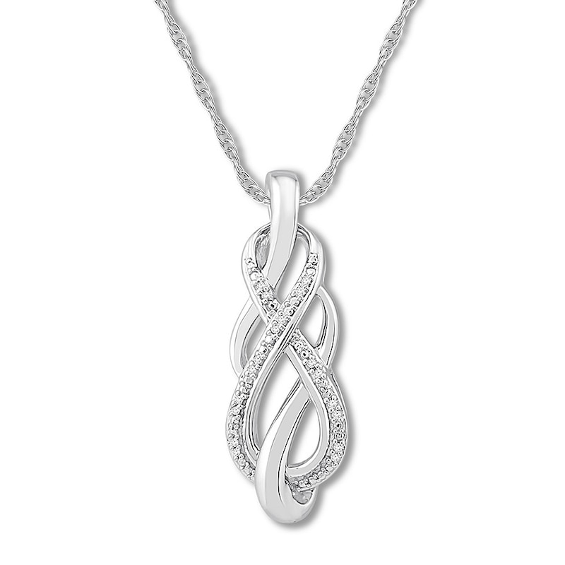Diamond Necklace Sterling Silver 18"