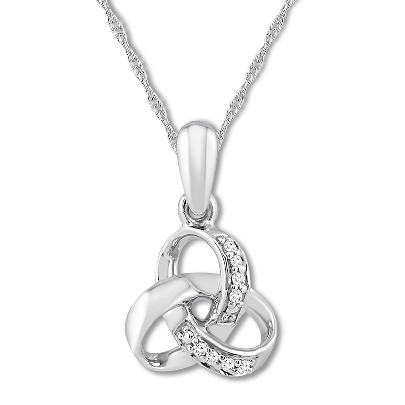 Main Image 1 of Diamond Knot Necklace Sterling Silver 18&quot;