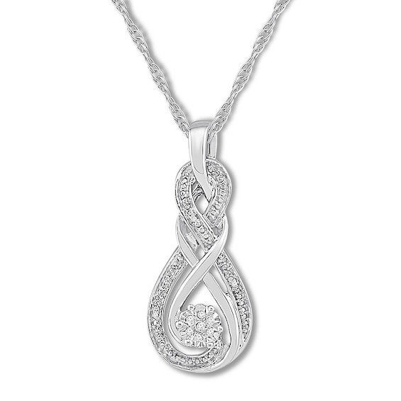 Diamond Necklace Sterling Silver 18"