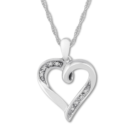 Diamond Heart Necklace Sterling Silver 18"